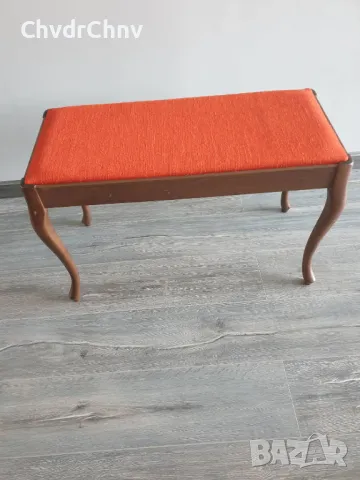 Стар дървен стол за пиано/табуретка-пейка с подвижна седалка 48см, снимка 3 - Столове - 49376927