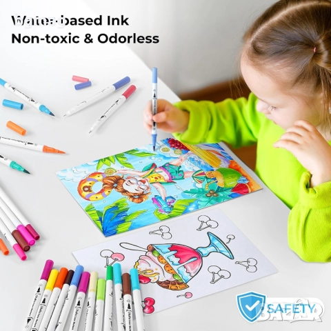 Ohuhu Maui Series маркери с два писеца тип четка и тънък писец,60 цвята, снимка 6 - Ученически пособия, канцеларски материали - 52146371