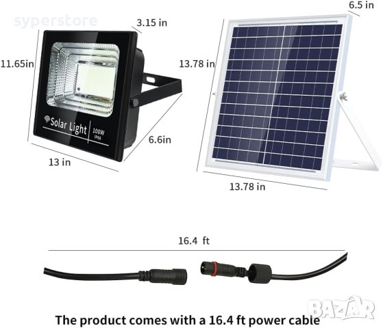 Лампа, Прожектор, Соларна градинска улична Digital One SP00812 -100W соларен панел, водоустойчив, снимка 5 - Соларни лампи - 41397576