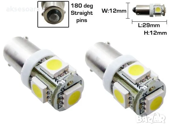 Габаритни диодни крушки /габарити/ Ba9s 24v с 5 Smd Led ксеноново бели диода 24 волта за камион, снимка 6 - Аксесоари и консумативи - 7176884