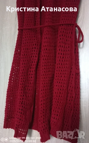 Елегантна ръчно плетена жилетка в червен бордо нюанс 💃, снимка 4 - Жилетки - 52161696