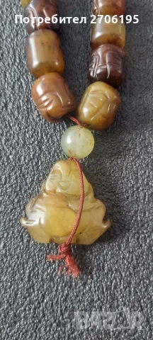 Антични нефритени резбовани нефритени молитвени мъниста Буда Тибет , снимка 3 - Антикварни и старинни предмети - 50347704