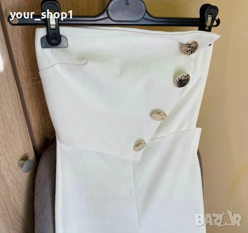 Елегантен дълъг гащеризон в бяло , снимка 3 - Гащеризони - 53865773