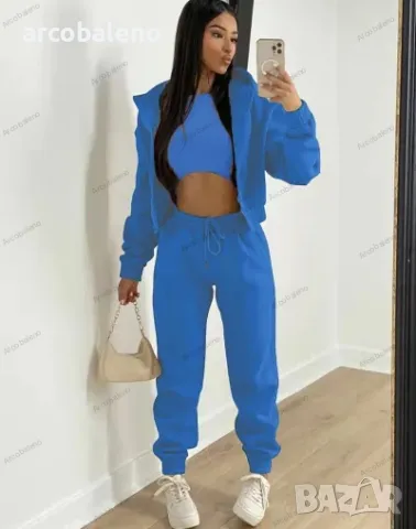 Дамски моден есенно-зимен комплект от три части, 10цвята , снимка 15 - Спортни екипи - 41820355