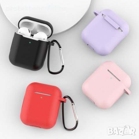 Силиконов кейс за безжични слушалки AirPods Pro, AirPod 3  - червен цвят, снимка 5 - Други - 36021968