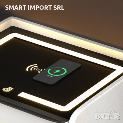 Интелигентно нощно шкафче Smart Heater LED, USB и Type-C порт, Bluetooth, сив, снимка 3 - Шкафове - 51999485