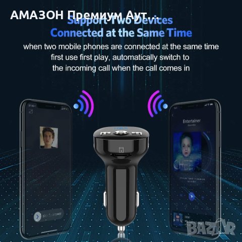 Bluetooth FM адаптер за кола Clydek V5.0/Hand-Free разговори/двойно USB/QC3.0 бързо зареждане/TF, снимка 5 - Аксесоари и консумативи - 44252191