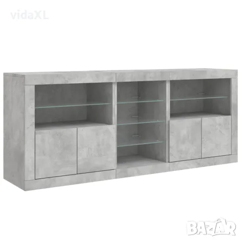 vidaXL Сайдборд с LED светлини, бетонно сив, 162x37x67 см, снимка 6 - Бюфети - 56146789