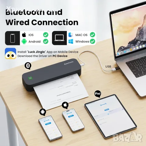 Преносим принтер A4 термо без мастило Bluetooth, снимка 5 - Принтери, копири, скенери - 56287849