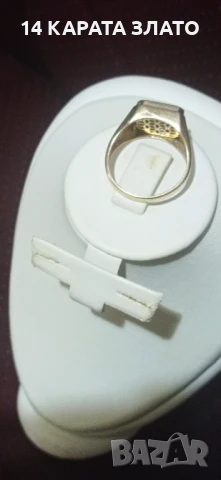 Златен пръстен,14 карата злато,пръстен с черен камък, снимка 4 - Пръстени - 47732711