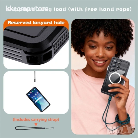 REDPEPPER IP68 водоустойчив магнитен калъф за Samsung Galaxy S26 Ultra – черен, син и оранжев, снимка 10 - Калъфи, кейсове - 53705468