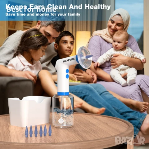 NEXPURE Комплект за почистване на ушна кал, 4 режима , воден спрей, 5 накрайника, снимка 6 - Други - 50629380