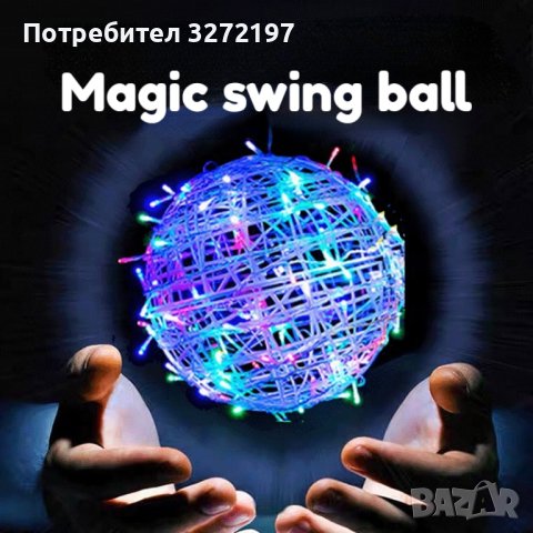 Летяща топка Spinner Играчка Въртящa се на 360° мини НЛО със светлина,USB зареждане