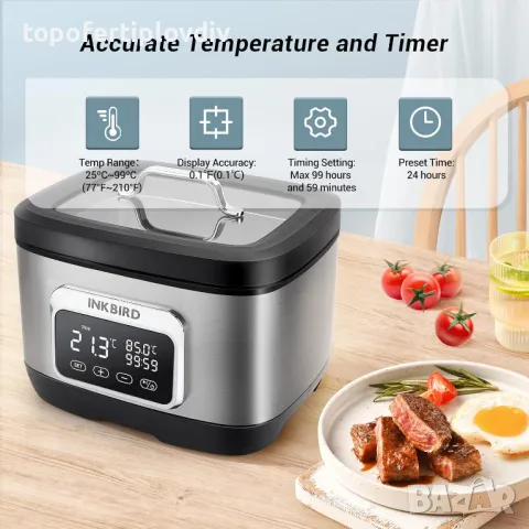 Уред за бавно готвене/Су вид готвене Inkbird 500 W,Гаранция, снимка 4 - Мултикукъри - 48138113