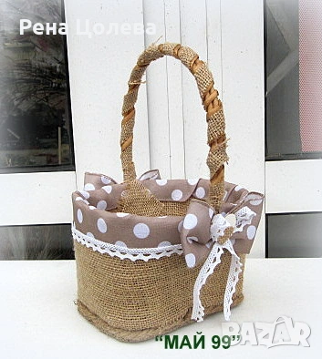 Кошничка в зебло и дантела, снимка 3 - Декорация за дома - 53245542