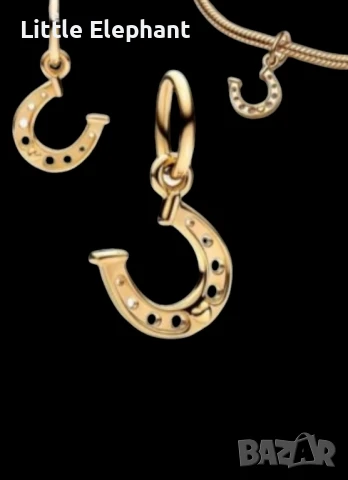 Висящ сребърен елемент Пандора"За късмет",Gold/нов