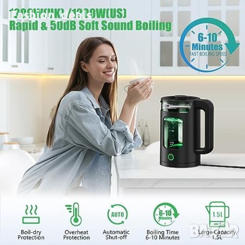 Нова Електрическа кана 1.5л. Бързо Кипене Домакинство Дом, снимка 6 - Други стоки за дома - 41744341