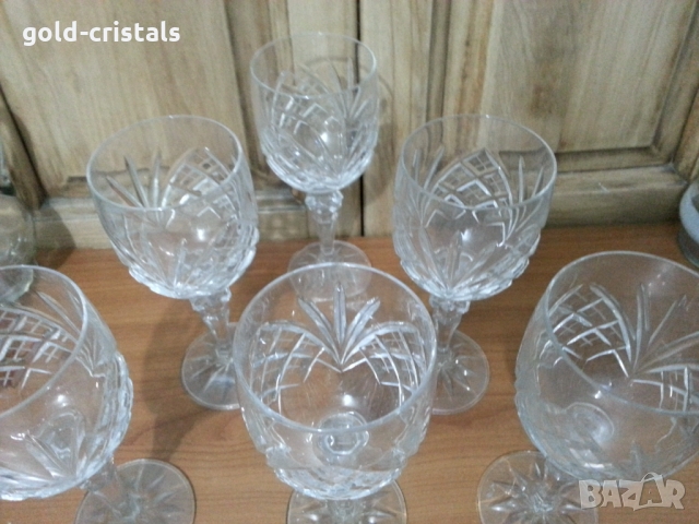 Кристални чаши за вино Чехословакия, снимка 4 - Антикварни и старинни предмети - 36075199