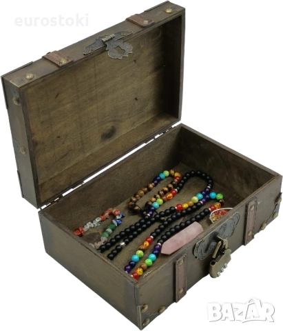 OZCHIN Дървена декоративна кутия за съкровища, винтидж кутия за съхранение с ключалка за домашен дек, снимка 7 - Други - 52471437