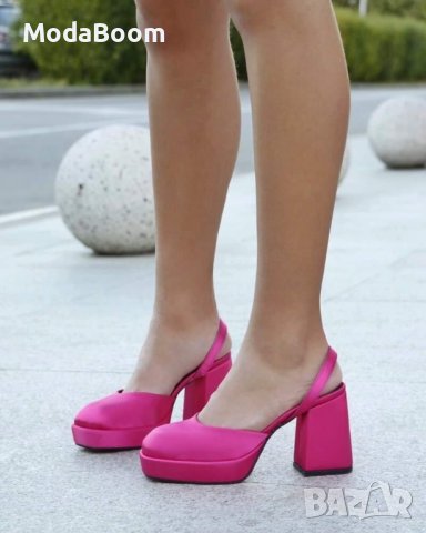 Стилни сатенени сандали на ток 