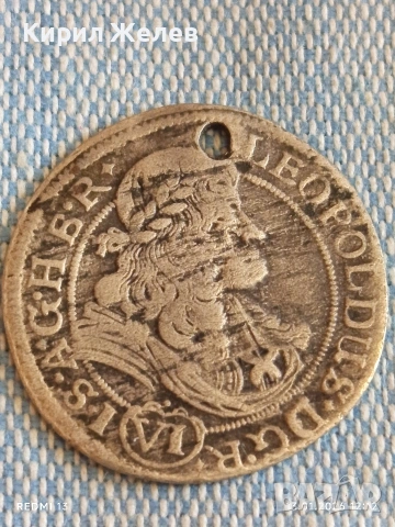 Сребърна монета 6 кройцера 1683г. Леополд първи Австрия 52908