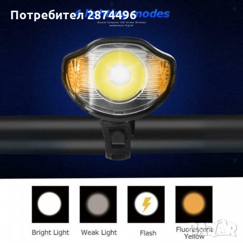 3139 Акумулаторен Фенер за колело със сирена, снимка 3 - Велосипеди - 35800868