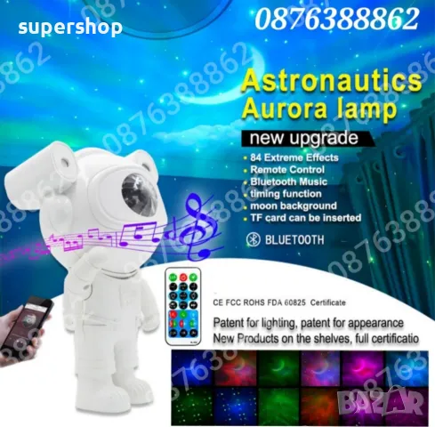 Звезден Лед Проектор Астронавт с Дистанционно, Блутуут, Музика, снимка 10 - Други - 47888836