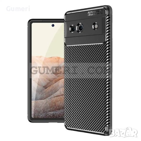 Google Pixel 7a Противоударен Силиконов Гръб - Карбон, снимка 2 - Калъфи, кейсове - 42648497