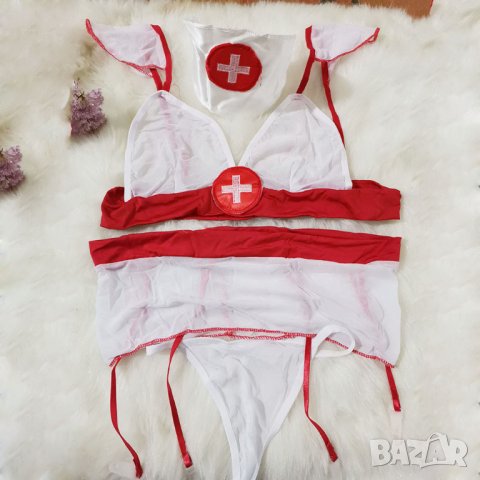 Еротичен комплект на медицинска сестра с жартиер - Код: K1464, снимка 9 - Бельо - 33678118