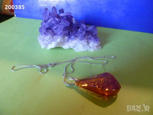 Старо сребърно колие с кехлибар, снимка 3 - Колиета, медальони, синджири - 35783493