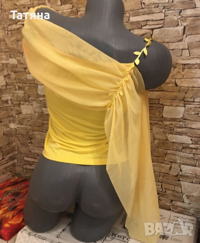 Ефирна блузка в актуално жълто , снимка 3 - Туники - 36358208
