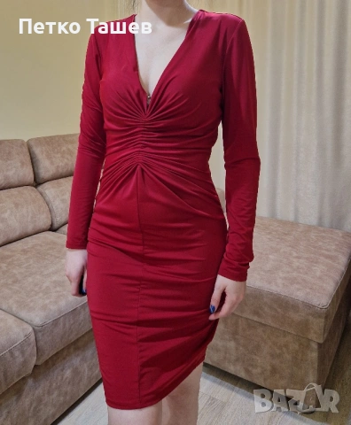 Елегантна червена рокля, снимка 3 - Рокли - 53817992