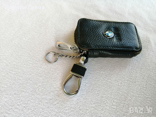 Кожен калъф за ключове с метално лого Bmw, снимка 2 - Части - 36192555
