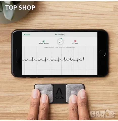 KardiaMobile Персонален ЕКГ монитор с 1 отвеждане – Запис у дома – Открива AFib и нередовни аритмии