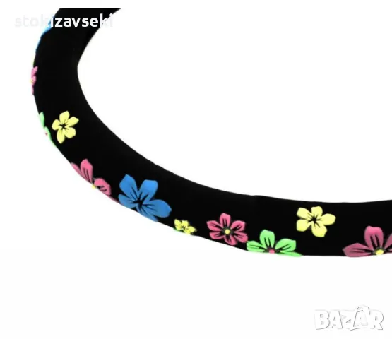 Дамски калъф за волан – Черно кадифе с апликации цветя, снимка 3 - Аксесоари и консумативи - 49002362