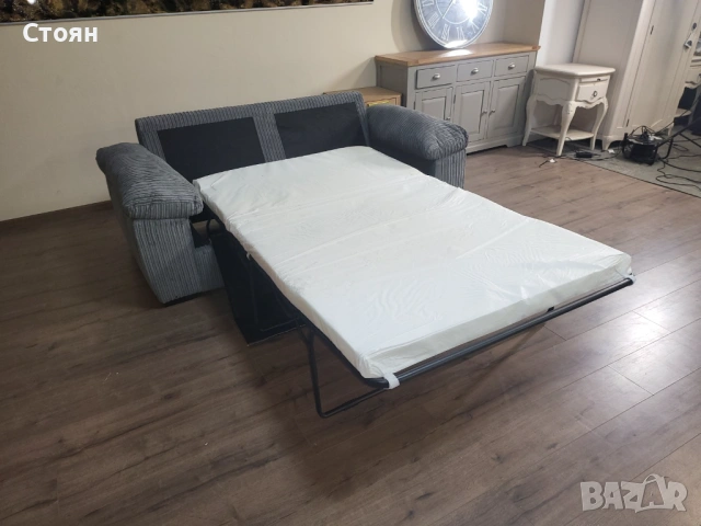 Сив диван от плат с функция сън, снимка 7 - Дивани и мека мебел - 53719401