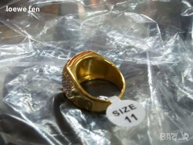 Изключително красив мъжки пръстен от стомана 316L с черен камък златен златист цвят !, снимка 10 - Пръстени - 49587872