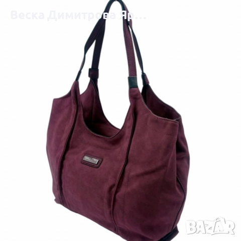 Дамска чанта от еко велур и к. – елегантен и практичен модел (бордо), снимка 3 - Чанти - 52574265