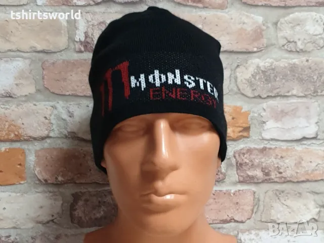 Нова зимна шапка MONSTER с червено лого, снимка 4 - Шапки - 47699809