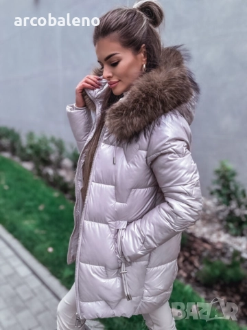 Дамско ватирано бежово яке , снимка 7 - Якета - 52255566