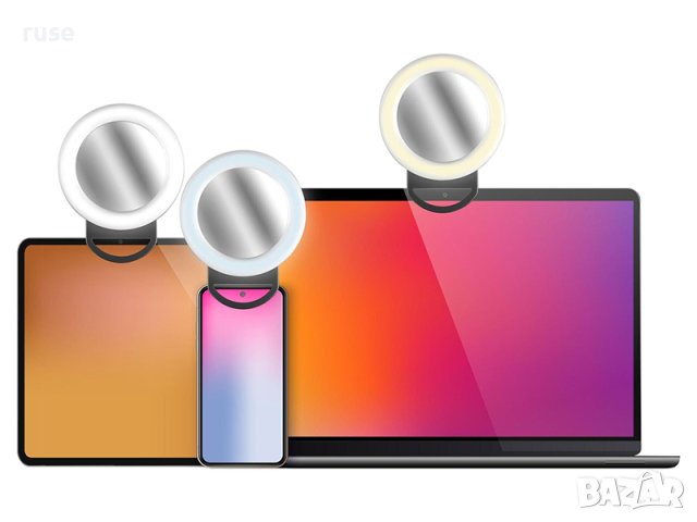 НОВИ! Селфи ринг Cellularline Pocket с огледало цветна RGB LED , снимка 5 - Селфи стикове, аксесоари - 41249532