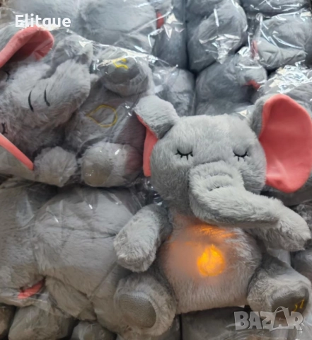 Дишащо слонче – Светеща, дишаща и музикална плюшена играчка за успокояване и релакс