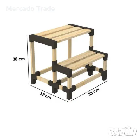 Декоративно стъпало Mercado Trade, Две стъпала, Дърво, Кафяв, снимка 5 - Декорация за дома - 47674248
