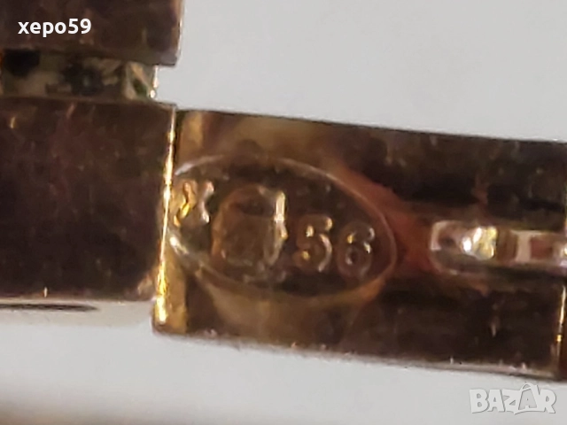 Автентична Руска златна дамска гривна с инкрустирани множество диаманти,злато 14 карата(56),19 век, снимка 18 - Гривни - 52682528