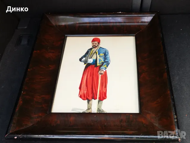 Стара картина от 1918година акварел., снимка 2 - Антикварни и старинни предмети - 50147002