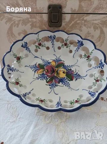 Португалска бяла керамика ръчно декорирана, снимка 10 - Декорация за дома - 49673322