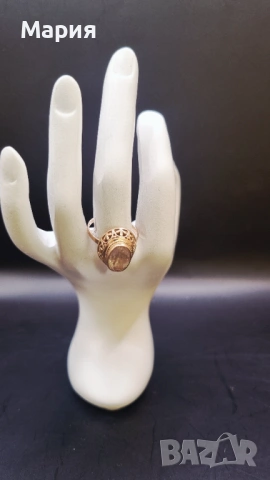 Златен пръстен 583 с естествен камък - винтидж, снимка 13 - Пръстени - 53735965