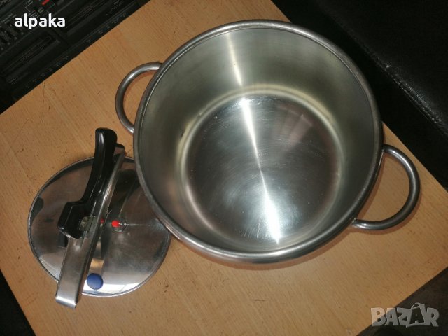 Продавам италианска тенджера под налягане -, алпака, двойно дъно, снимка 4 - Съдове за готвене - 40288730