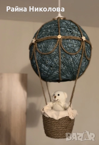 Детски абажур „Балон с горещ въздух“ с меченце. Перфектната лампа за детската стая!, снимка 4 - Детски нощни лампи - 52432268