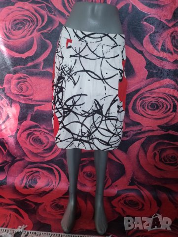 Zara Basic Бяла пола с черно-червена шарка ХЛ, снимка 1